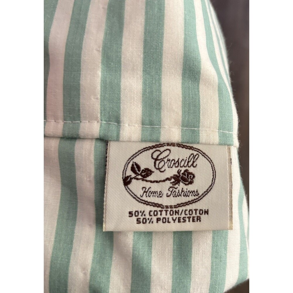 VTG 90s Striped Valance Seafoam Green White Country Cottage Croscill USA 86”x17”